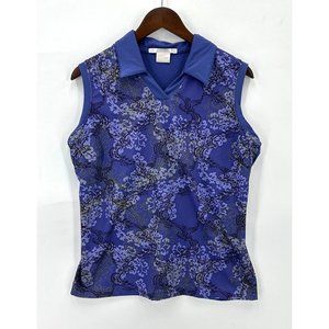 Nike Golf Womens Top Sleeveless Sphere Dry Purple Floral Graphic Size L